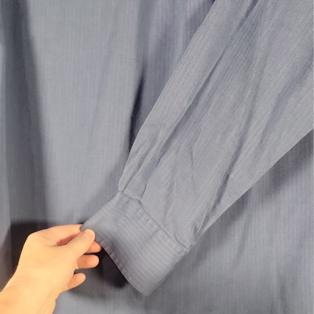 Roundtree & Yorke Easy Care Traditional Fit Blue Herringbone Dress Shirt LT - Picture 14 of 14